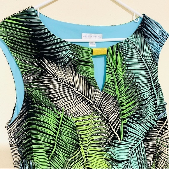 LONDON TIMES Tropical Palm prints maxi dress sz 12 - Picture 2 of 8
